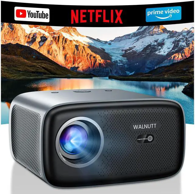 Main image of 1200 ANSI/4K Supported/Netflix LicensedSmart Projector with WiFi and Bluetooth, Movie Home Theater with AI Auto Focs& Keystone, Video Projector with Dolby, 400'' Display for Indoor/Outdoor Proyector
