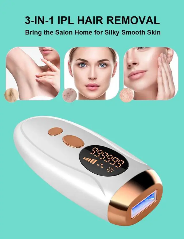 Alt view image 5 of 7 - IPL Hair Removal,Laser Hair Removal At-Home for Women Men, 999,999 Flashes Permanent Hair Removal Device on Facial Legs Arms Bikini Line