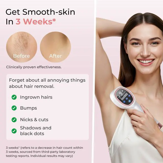 Alt view image 4 of 7 - JAYSUING Laser Hair Removal for Women & Men, 45°F Ice-Cooling Contact, Safe & Virtually Painless Alternative to Salon IPL Hair Removal Device, Long-Lasting Hair Removal from Home, with Razor & Glasses