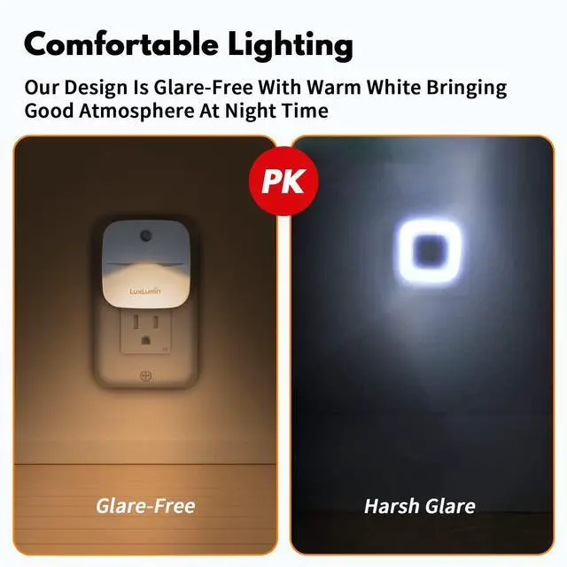 Alt view image 3 of 6 - JAYSUING LED Night Light Plug into Wall with Smart Dusk to Dawn Sensor, Automatically Turn on and Off,Night Light for Kids,Bedroom,Bathroom,Stairs,Warm White, 4 Packs