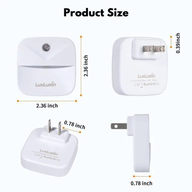 Alt view image 4 of 6 - JAYSUING LED Night Light Plug into Wall with Smart Dusk to Dawn Sensor, Automatically Turn on and Off,Night Light for Kids,Bedroom,Bathroom,Stairs,Warm White, 4 Packs