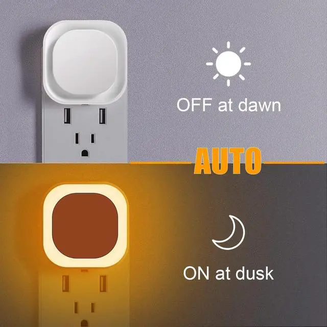 Alt view image 5 of 7 - JAYSUING 2 Pack Plug in Amber Night Light, Auto Dusk to Dawn, Soft Glow, Dimmable, Diffused Light, LED Lights for Bedroom, Kids, Bathroom, Sleep, Baby Nursery, Toddler, Hallway, Kitchen, Home Decor