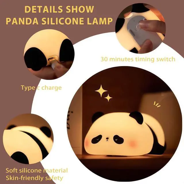 Alt view image 2 of 5 - JAYSUING Cute Panda Night Light with Timer, Food-Grade SiliconeTouch NightLight for Baby Nurseries Dimmable Adorable Lamp for Bedrooms, Breastfeeding-Friendly Night Light, Soft Children's Gifts
