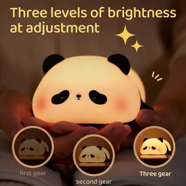 Alt view image 3 of 5 - JAYSUING Cute Panda Night Light with Timer, Food-Grade SiliconeTouch NightLight for Baby Nurseries Dimmable Adorable Lamp for Bedrooms, Breastfeeding-Friendly Night Light, Soft Children's Gifts