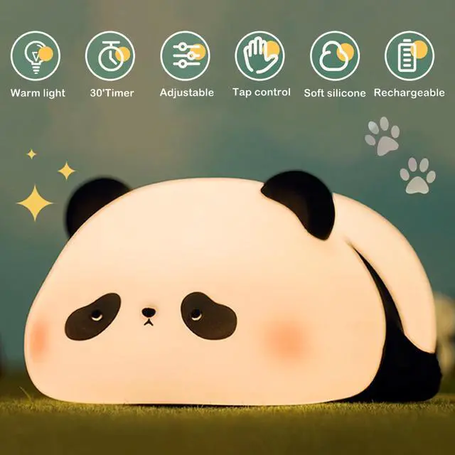 Alt view image 4 of 5 - JAYSUING Cute Panda Night Light with Timer, Food-Grade SiliconeTouch NightLight for Baby Nurseries Dimmable Adorable Lamp for Bedrooms, Breastfeeding-Friendly Night Light, Soft Children's Gifts