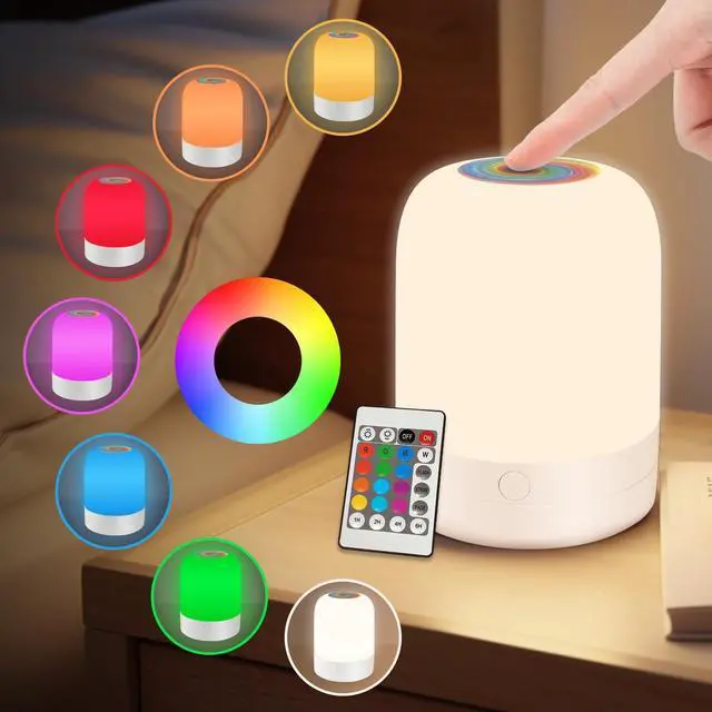 Main image of Small Kids Night Light, 13 Color Dimmable LED Lamp, Portable Stepless Dimming, Color Changing Touch Nursery Lamp, Rechargeable Toddler Night Light