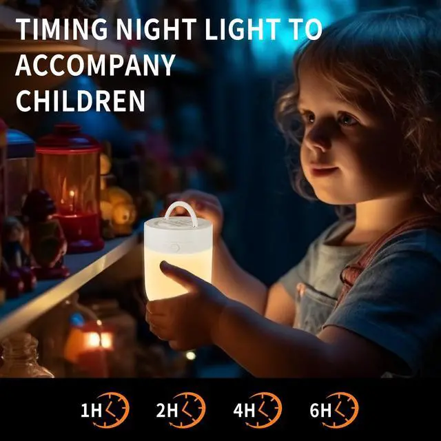 Alt view image 2 of 7 - Small Kids Night Light, 13 Color Dimmable LED Lamp, Portable Stepless Dimming, Color Changing Touch Nursery Lamp, Rechargeable Toddler Night Light
