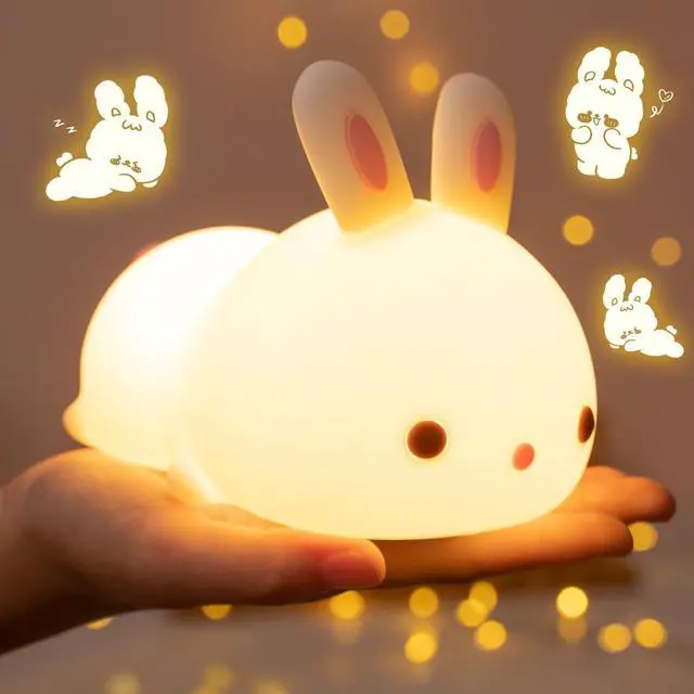 Main image of JAYSUING Night Light for Kids, 16 Colors Bunny Toys Cute Lamp, Soft Silicone Baby Night Light, 1200mAh Portable Dimmable Touch Lamps, Kawaii Room Decor, Easter Bunny Gift for 0-13 Year Old Girl Teens