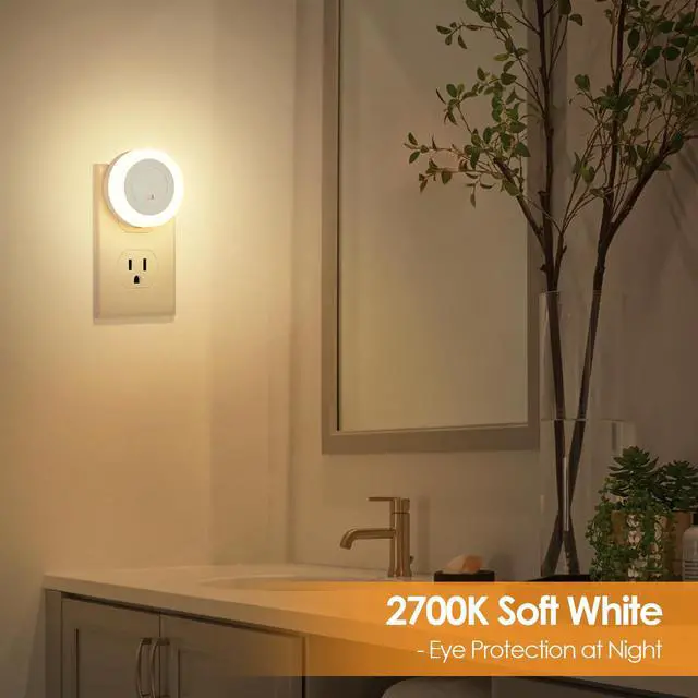 Alt view image 4 of 7 - JAYSUING LED Night Lights Plug in, Dimmable Nightlight Plug Into Wall with Light Sensor, Soft White Adjustable for Adults, Bedroom, Bathroom, 2-Pack