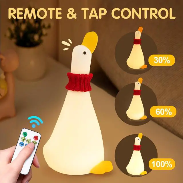 Alt view image 2 of 6 - Duck Night Light Silicone Cute Dorm Bedroom Home Decor Night Light for Breastfeeding Squishy Duck Nightlight Cordless Rechargeable Dimmable Touch Fun Bedside Desk Lamp for Christmas Gifts (Dream Duck)