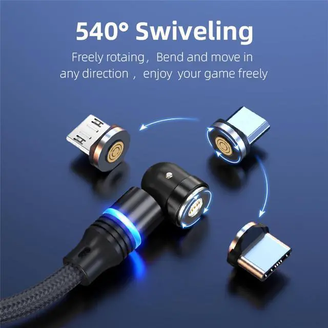 Alt view image 2 of 7 - JAYSUING Magnetic Charging Cable (6-Pack,1.6+3.3+3.3+6.6+6.6+10ft) 540° Rotation Magnet Phone Charger USB C Cable 3A Fast Charging Magnetic Charger Cable with LED Light for Micro USB Type C Device