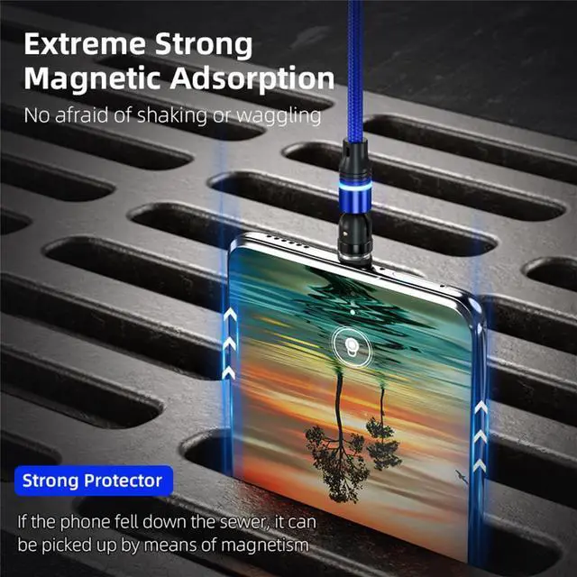 Alt view image 3 of 7 - JAYSUING Magnetic Charging Cable (6-Pack,1.6+3.3+3.3+6.6+6.6+10ft) 540° Rotation Magnet Phone Charger USB C Cable 3A Fast Charging Magnetic Charger Cable with LED Light for Micro USB Type C Device