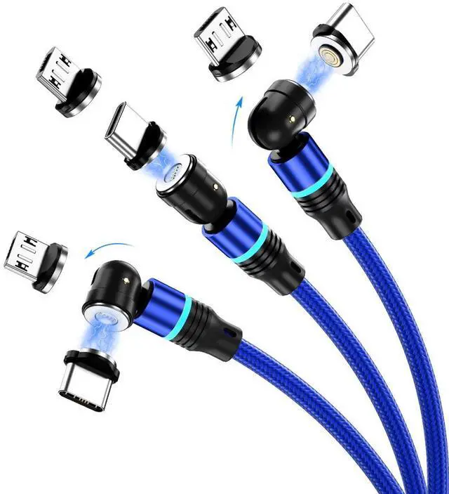 Alt view image 6 of 7 - JAYSUING Magnetic Charging Cable (6-Pack,1.6+3.3+3.3+6.6+6.6+10ft) 540° Rotation Magnet Phone Charger USB C Cable 3A Fast Charging Magnetic Charger Cable with LED Light for Micro USB Type C Device