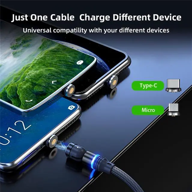 Alt view image 7 of 7 - JAYSUING Magnetic Charging Cable (6-Pack,1.6+3.3+3.3+6.6+6.6+10ft) 540° Rotation Magnet Phone Charger USB C Cable 3A Fast Charging Magnetic Charger Cable with LED Light for Micro USB Type C Device