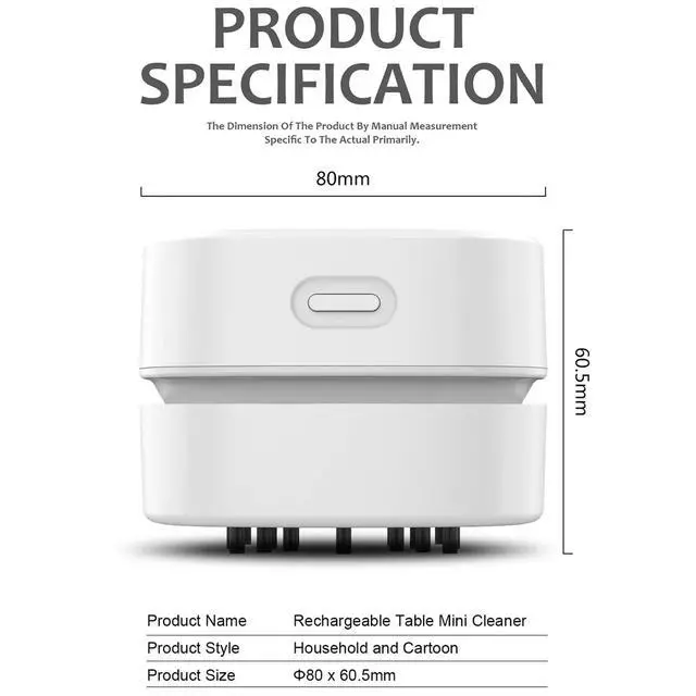 Alt view image 2 of 6 - JAYSUING Desktop Vacuum Cleaner, Mini Table dust Sweeper Energy Saving,High Endurance up to 90 mins,Cordless&360º Rotatable Design for Keyboard/Home/School/Office(White AA Battery)