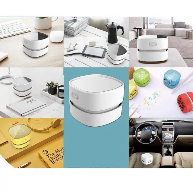 Alt view image 5 of 6 - JAYSUING Desktop Vacuum Cleaner, Mini Table dust Sweeper Energy Saving,High Endurance up to 90 mins,Cordless&360º Rotatable Design for Keyboard/Home/School/Office(White AA Battery)