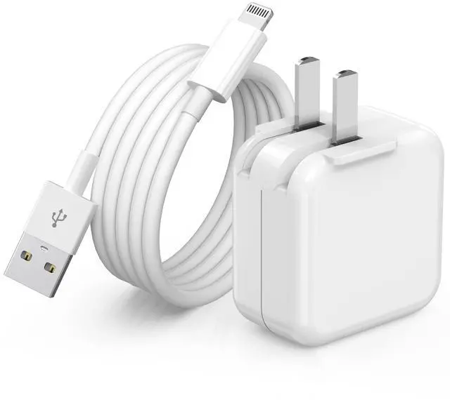 Main image of iPad Charger, iPhone Charger Pad Cord Fast Charging 12W USB Wall Charge Foldable Portable Travel Plug with 6.6FT Lightning iPad Cable Compatible with iPhone, iPad, iPad Mini 1/2/3/4/5,iPad Air 1/2/3