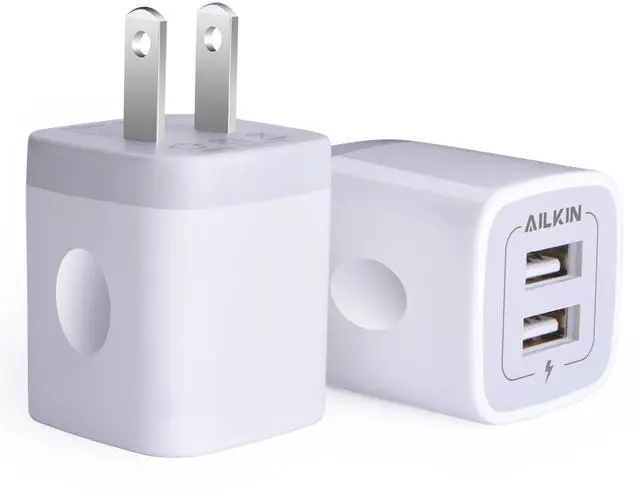 Main image of USB Wall Charger, Charger Adapter AILKIN 2Pack 2.1A Dual Port Quick Plug