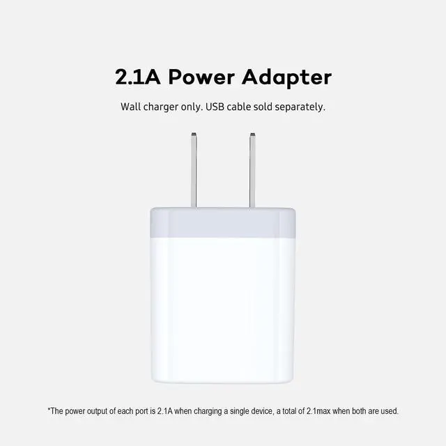 Alt view image 2 of 7 - USB Wall Charger, Charger Adapter AILKIN 2Pack 2.1A Dual Port Quick Plug