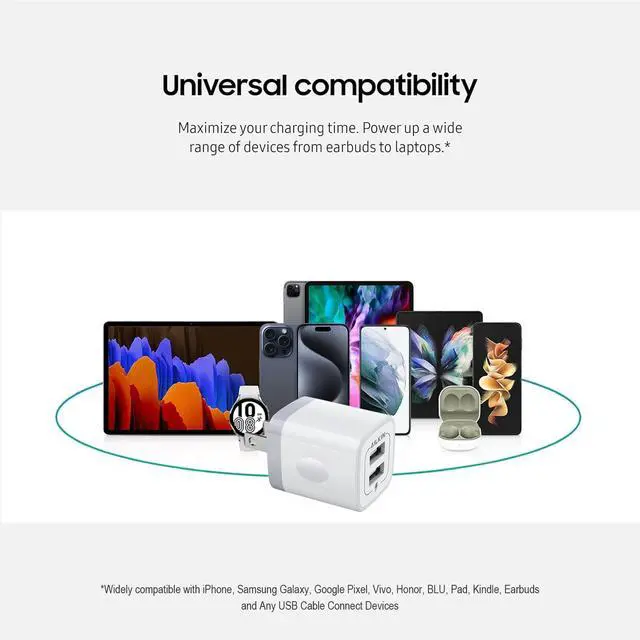 Alt view image 6 of 7 - USB Wall Charger, Charger Adapter AILKIN 2Pack 2.1A Dual Port Quick Plug