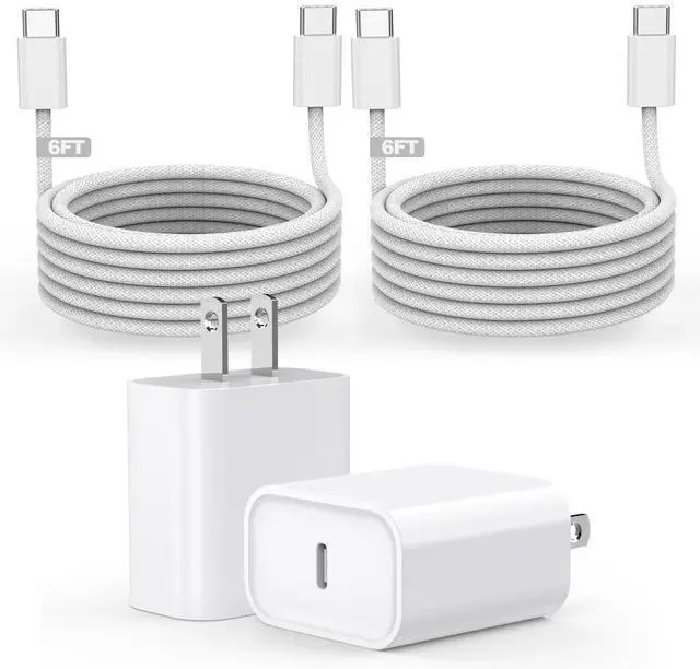 Main image of iPhone Air/17 Charger,USB C Fast Charging 2Pack 20W Apple Charge Type C Block 6Feet Long 60W USB C to USB C Braided Woven Cable for iPhone 17 Pro Max/16 Plus/16 Pro Max/15 Pro Max,iPad Pro/Air/AirPods