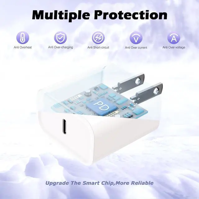 Alt view image 3 of 7 - iPhone Air/17 Charger,USB C Fast Charging 2Pack 20W Apple Charge Type C Block 6Feet Long 60W USB C to USB C Braided Woven Cable for iPhone 17 Pro Max/16 Plus/16 Pro Max/15 Pro Max,iPad Pro/Air/AirPods