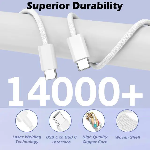 Alt view image 4 of 7 - iPhone Air/17 Charger,USB C Fast Charging 2Pack 20W Apple Charge Type C Block 6Feet Long 60W USB C to USB C Braided Woven Cable for iPhone 17 Pro Max/16 Plus/16 Pro Max/15 Pro Max,iPad Pro/Air/AirPods