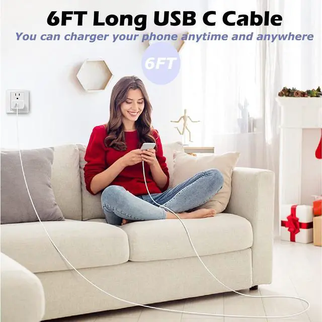 Alt view image 7 of 7 - iPhone Air/17 Charger,USB C Fast Charging 2Pack 20W Apple Charge Type C Block 6Feet Long 60W USB C to USB C Braided Woven Cable for iPhone 17 Pro Max/16 Plus/16 Pro Max/15 Pro Max,iPad Pro/Air/AirPods