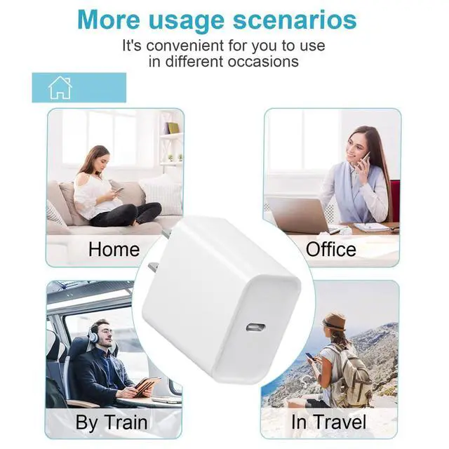 Alt view image 7 of 7 - i Phone 17/16/15 Fast Charger,2 Pack Type C Wall Charger Block with 4FT Cable for iPhone 17/16/15 Pro Max,AirPods Pro,iPad Pro