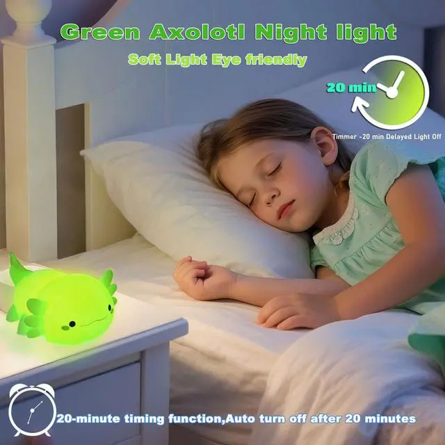 Alt view image 2 of 6 - JAYSUING Axolotl Night Light,Cute Axolotl lamp Gifts for Kids,Dimmable Silicone Animal Nursery Night Light,Kawaii Rechargeable Bedside Touch Lamp,Baby Room Decor Axolotl Light