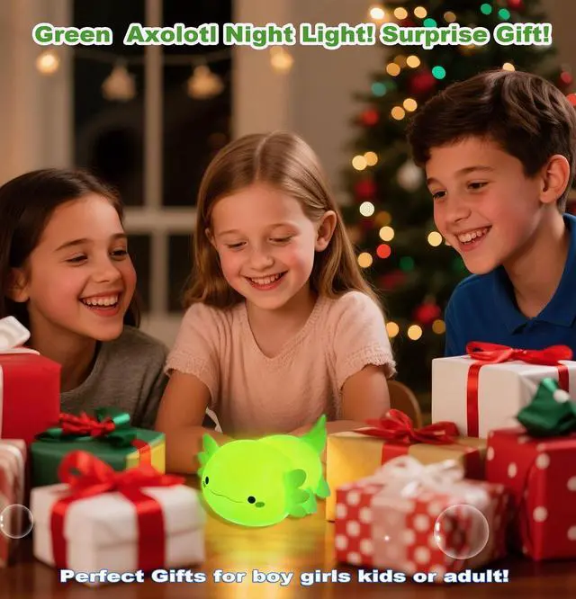 Alt view image 6 of 6 - JAYSUING Axolotl Night Light,Cute Axolotl lamp Gifts for Kids,Dimmable Silicone Animal Nursery Night Light,Kawaii Rechargeable Bedside Touch Lamp,Baby Room Decor Axolotl Light
