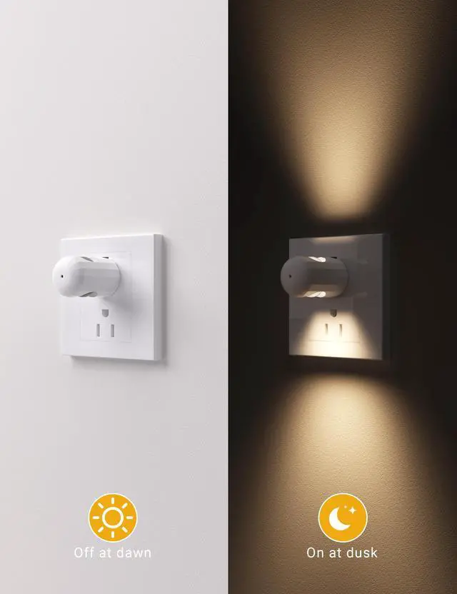 Alt view image 2 of 7 - JAYSUING 6-Pack LED Night Light Plug-in Wall Outlet Light, Soft White 3000K,Dusk to Dawn Nightlight,Ambient Lighting,Nightlight for Bedroom, Bathroom, Nursery, Hallway, Kitchen
