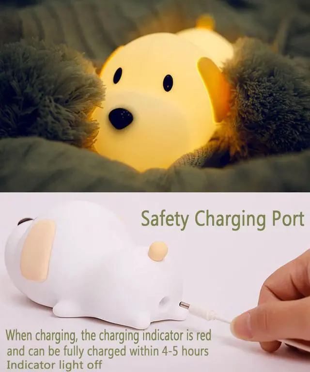 Alt view image 5 of 6 - JAYSUING Kids Night Light,Cute Soft Silicone Dog Lamp Dimmable Nursery Portable Puppy Kawaii Lamps,Bedside Lamp for Baby and Toddler,Boy Girls