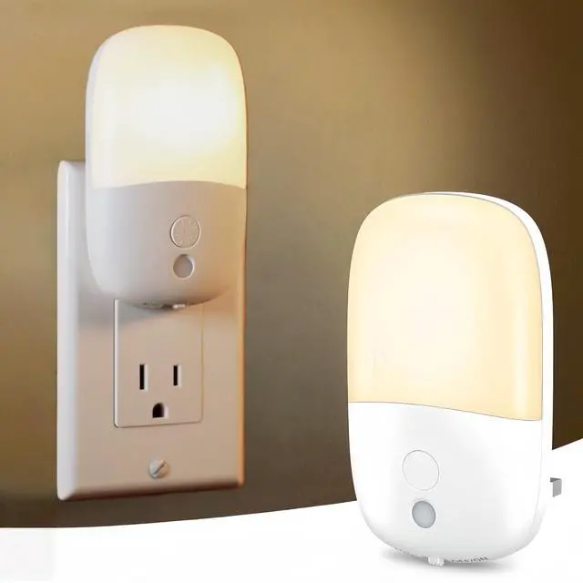 Main image of JAYSUING Dimmable Night Light Plug in with On/Off Switch, Auto Dusk to Dawn Sensor LED Nightlights, Adjustable Brightness (Warm White) for Bathroom, Hallway, Kids Room, Stairs (1 Pack)