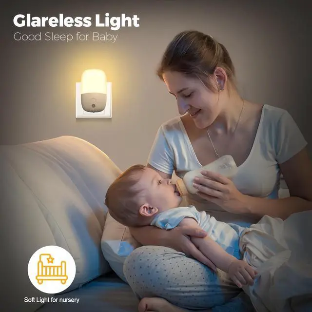 Alt view image 7 of 7 - JAYSUING Dimmable Night Light Plug in with On/Off Switch, Auto Dusk to Dawn Sensor LED Nightlights, Adjustable Brightness (Warm White) for Bathroom, Hallway, Kids Room, Stairs (1 Pack)