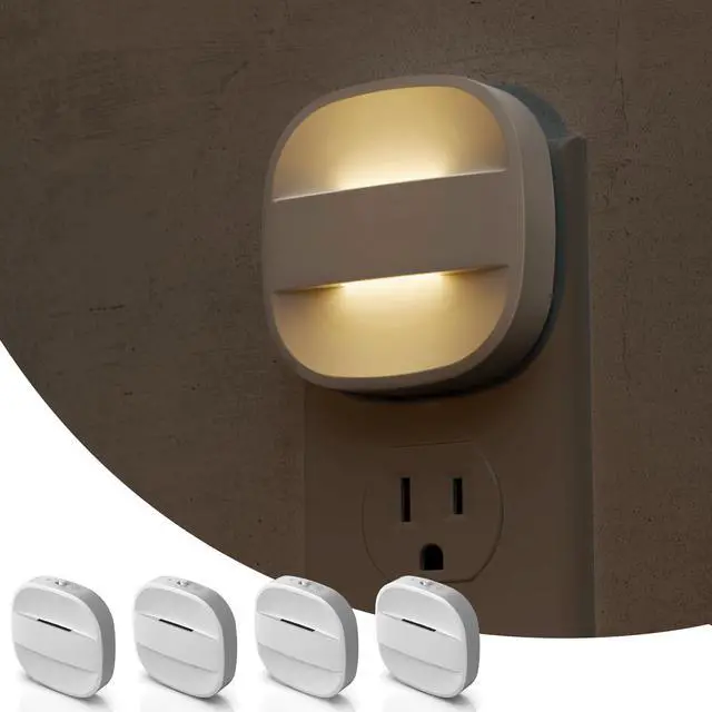 Main image of JAYSUING Night Lights Plug into Wall, Foldable Night Light with Dusk to Dawn Sensor, 2 Brightness Level, Ideal Nightlight for Bathroom, Hallway, Kitchen, 3000K Soft White, 4 Pack