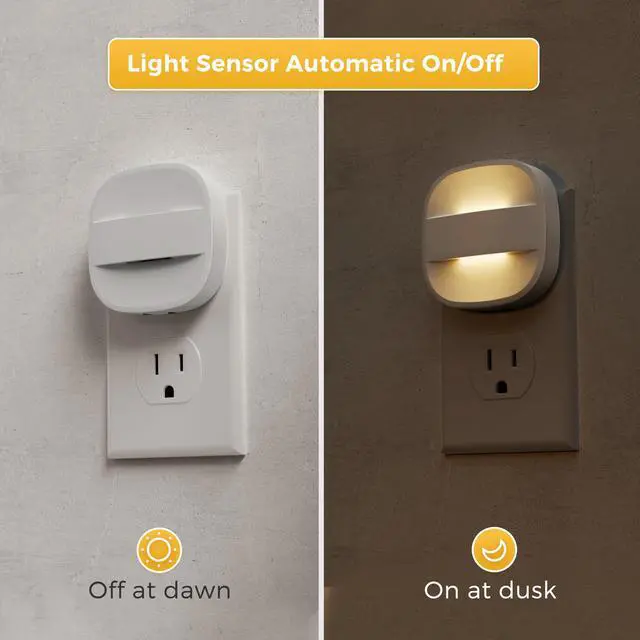 Alt view image 4 of 7 - JAYSUING Night Lights Plug into Wall, Foldable Night Light with Dusk to Dawn Sensor, 2 Brightness Level, Ideal Nightlight for Bathroom, Hallway, Kitchen, 3000K Soft White, 4 Pack