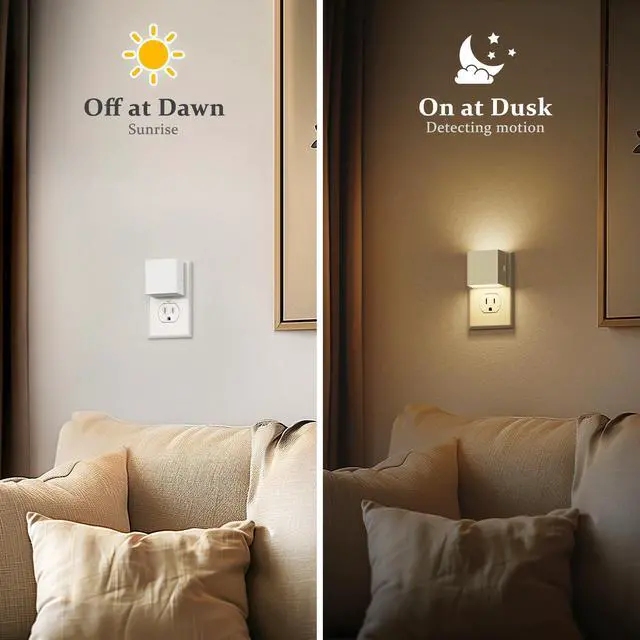 Alt view image 3 of 6 - JAYSUING Night Light,Automatic Night Lights Plug into Wall,Dusk to Dawn,2 Pack Soft White 3000K Brightness Adjustable Nightlight for Kids Bedroom Bathroom Hallway Kitchen
