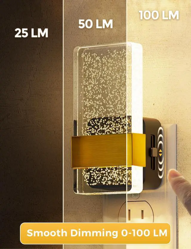 Alt view image 4 of 7 - JAYSUING Night Lights Plug Into Wall, 2 Pack Plug in Night Light LED with Dusk to Dawn Sensor, 0-100LM Dimmable Nightlight, Wall Sconce-Style Design Nightlights for Bathroom, Hallway,Stairway,Gift