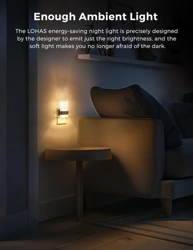 Alt view image 3 of 7 - JAYSUING Night Lights Plug Into Wall, 2 Pack Plug in Night Light LED with Dusk to Dawn Sensor, 0-100LM Dimmable Nightlight, Wall Sconce-Style Design Nightlights for Bathroom, Hallway,Stairway,Gift