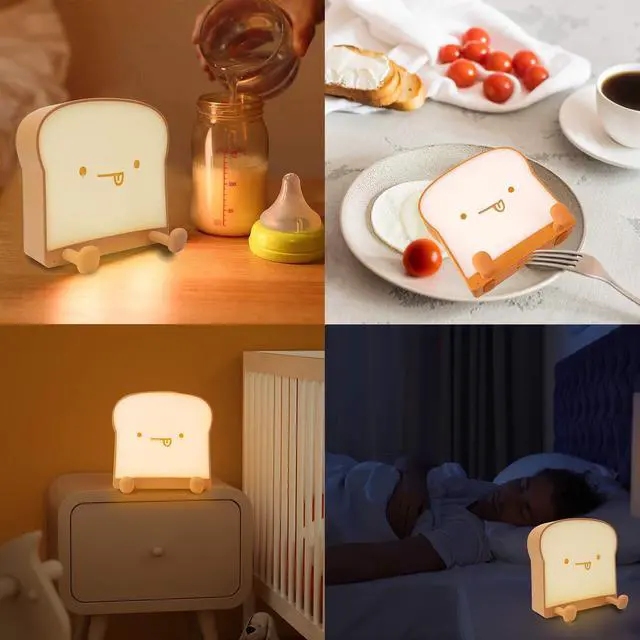 Alt view image 7 of 7 - JAYSUING Cute Night Light Toast Bread LED Night lamp with Rechargeable, Portable Bedroom Bedside Bed lamp Christmas Gifts Ideas for Tween Teenage Teenager Teens Girls Boys Women