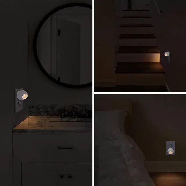 Alt view image 6 of 7 - JAYSUING Plug-in Night Lights, Warm White LED Nightlight, 360° Rotation, Dusk to Dawn Sensor, Kids, Adult, Bedroom, Hallway, Bathroom,Kitchen, Stairways, Corridor, 6 Pack