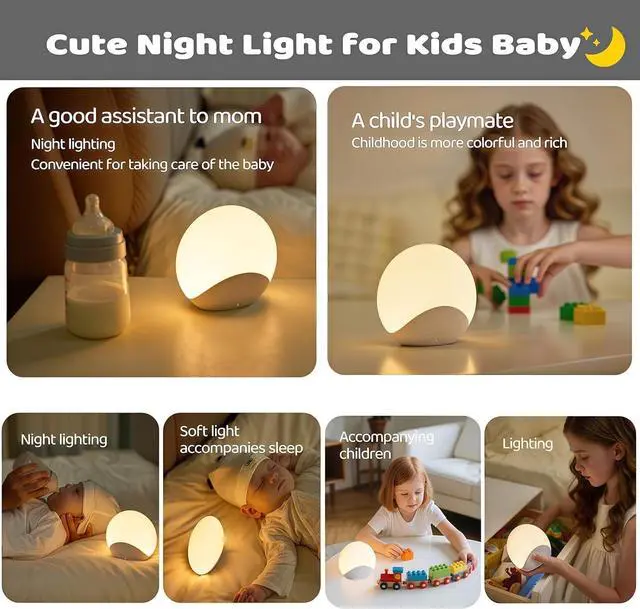 Alt view image 4 of 7 - JAYSUI Night Light for Baby,Kids Egg Light Stepless Dimming Touch Night Lamp,7 Colors Dimmable Eye Friendly Silicone Touch Lamp for Breast Feeding,Toddler Kids Bedroom Light,30 Min Hour Timer,BPA Free