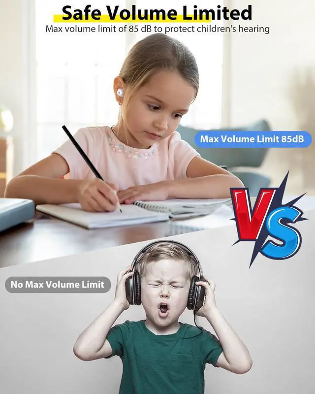 Alt view image 3 of 7 - JAYSUING Wireless Earbuds for Kids, Built with Mic, 85dB Safe Volume, Light Weight, Bluetooth 5.3, IPX6 Waterproof, Passive Noise Cancelling, Girls Boys Teen Earbuds for School Travel, Panda