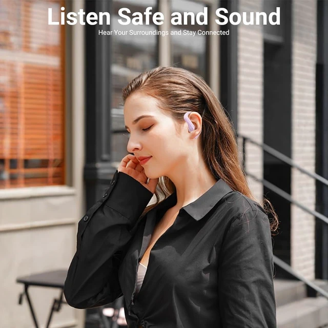 Alt view image 3 of 7 - Open Ear Headphones Sport Ear-Buds,Wireless Earbuds Bluetooth Ear Buds in Ear Headphones with Earhooks, Stereo Deep Bass,Lightweight inear Earphones with Mic for iPhone Android Phone