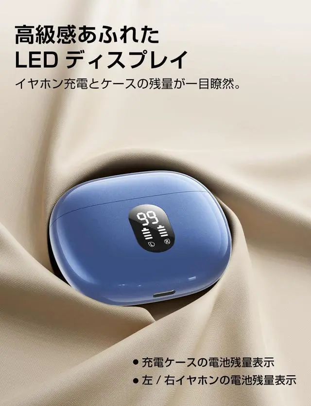 Alt view image 7 of 7 - JAYSUING Wireless Earbuds, 2025 Ear Buds with Big Bass Stereo Sound, Lightweight Bluetooth Earbuds with 48 Hours Playtime, in-Ear Fit Earphones, IPX7, Hands-Free Calls with AI for iPhone, Android, Pad