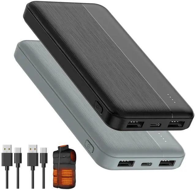 Main image of Heated Vest Battery Pack 5V 2A 10000mAh 2 Pack Power Bank Fits for DR.Prepare/KOVNLO/TIDEWE Electric Heating Jacket/Stadium Seat Cushion/Coat/Blanket External Portable Charger for iPhone, Tablet