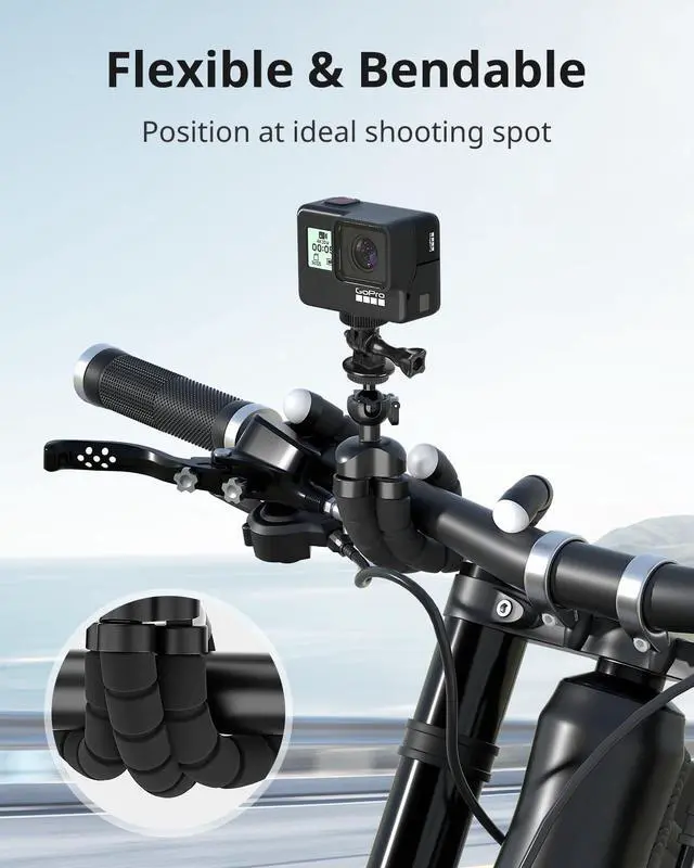 Alt view image 3 of 6 - Flexible Mini Phone Tripod, Portable and Adjustable Camera Stand Holder with Wireless Remote and Universal Clip, Compatible with Cellphones, Sports Cameras