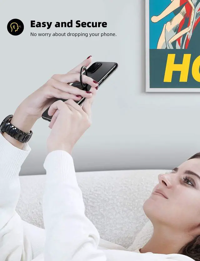 Alt view image 4 of 7 - JAYSUING Cell Phone Ring Holder Stand - Phone Finger Gip Kickstand, 360° Rotation Polished Metal Grip for Magnetic Car Mount, Fit for iPhone 17/16/15/14 Pro Max Air, Android Smartphone Accessories