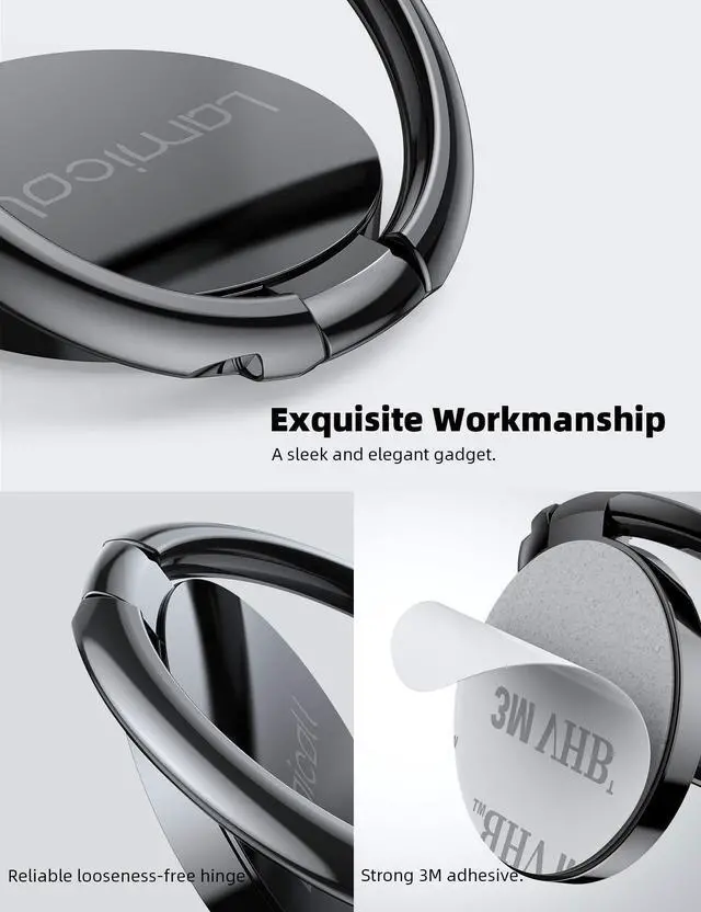 Alt view image 6 of 7 - JAYSUING Cell Phone Ring Holder Stand - Phone Finger Gip Kickstand, 360° Rotation Polished Metal Grip for Magnetic Car Mount, Fit for iPhone 17/16/15/14 Pro Max Air, Android Smartphone Accessories